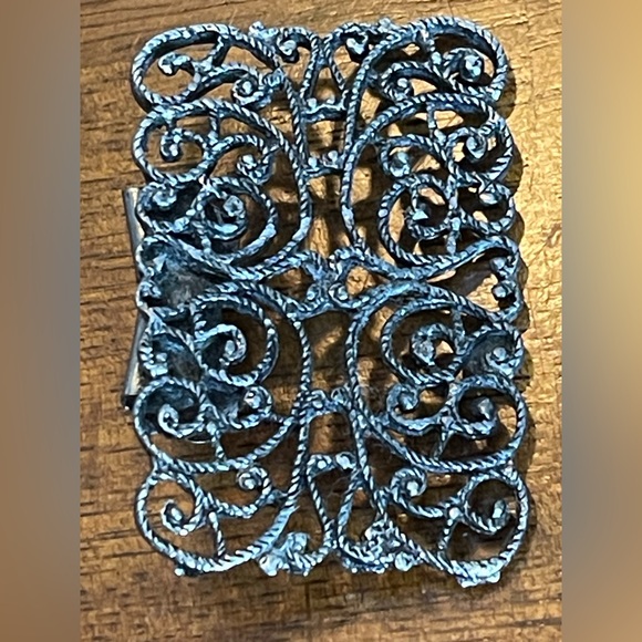 Vintage Musi Victorian Revival Silver Tone Shoe Clips w/Intricate Design - Picture 6 of 10